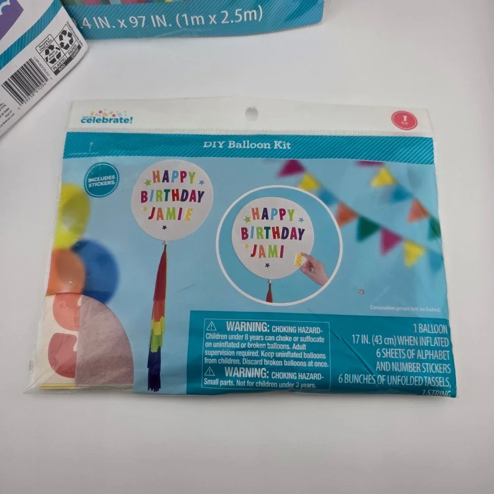 Way‎ to Celebrate Colorful Birthday Decor Bundle Fringe Backdrop Balloon Kit